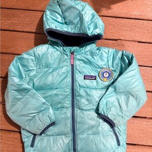 Patagonia Hi-Loft Teal Hooded Puff down Jacket 3T